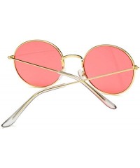 Round Vintage Round Sunglasses Women Brand Designer Retro Luxury Sun Glasses Small Mirror Ladies Oculos - Gold Gray - CC197Y7...