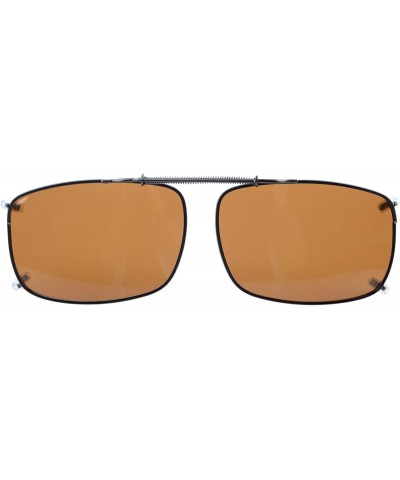 Rectangular Metal Frame Rim Polarized Lens Clip On Sunglasses 5437MM - C60-brown - CH12K8PQE8Z $19.88