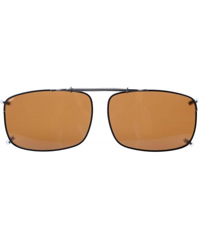 Rectangular Metal Frame Rim Polarized Lens Clip On Sunglasses 5437MM - C60-brown - CH12K8PQE8Z $12.46