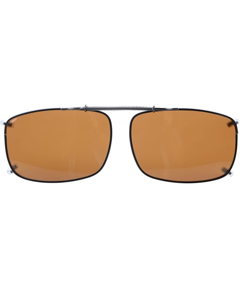 Rectangular Metal Frame Rim Polarized Lens Clip On Sunglasses 5437MM - C60-brown - CH12K8PQE8Z $12.46