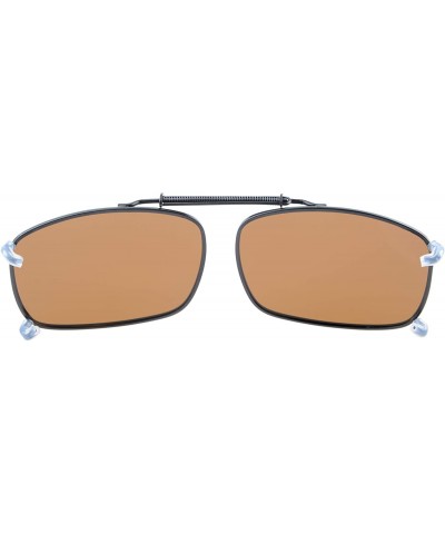 Rectangular Metal Frame Rim Polarized Lens Clip On Sunglasses 5437MM - C60-brown - CH12K8PQE8Z $12.46