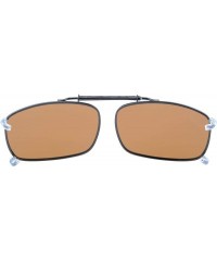 Rectangular Metal Frame Rim Polarized Lens Clip On Sunglasses 5437MM - C60-brown - CH12K8PQE8Z $12.46