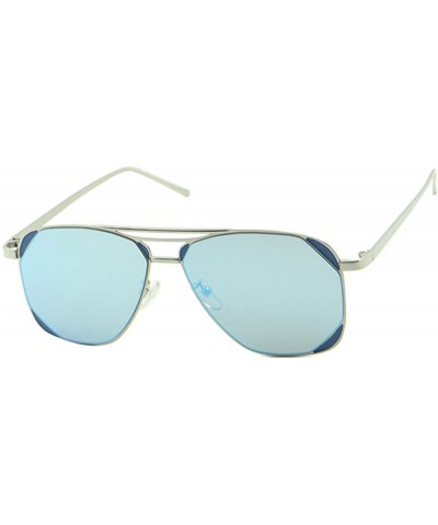 Aviator Men Women Sport Aviator Sunglasses Mirror Lens Thin Metal Frame Anti Glare - Blue Mirror - CC1867OCYY3 $10.43