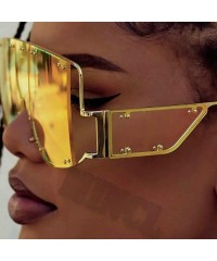 Square One Lens Sunglasses With Side Shields 2019 Gold Black Women Sun glasses Male Big Frame Metal UV400 - CU18YZTNC4S $12.66