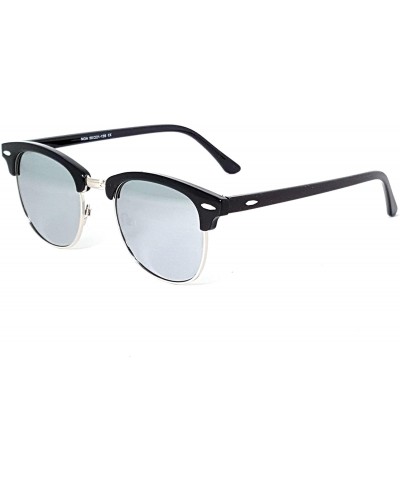 Oval Stylish 80th Retro Unisex Polarized Sunglasses UV400 Classic Vintage Chic - Black-ice Silver - CL18DT6LQL5 $19.13