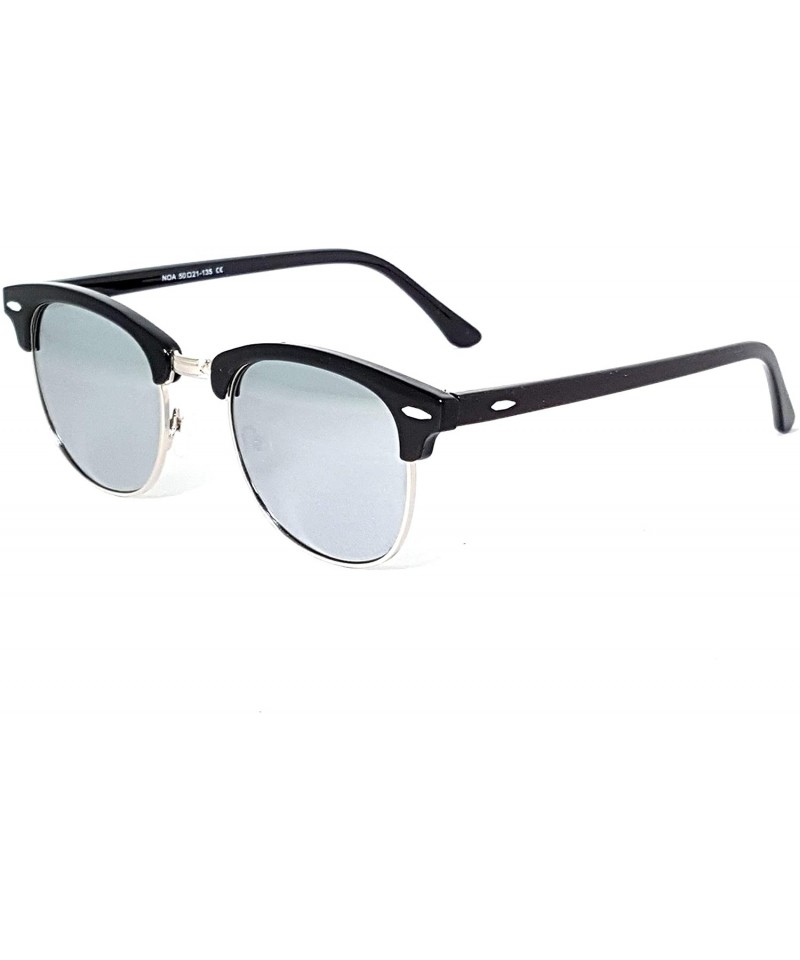 Oval Stylish 80th Retro Unisex Polarized Sunglasses UV400 Classic Vintage Chic - Black-ice Silver - CL18DT6LQL5 $8.01
