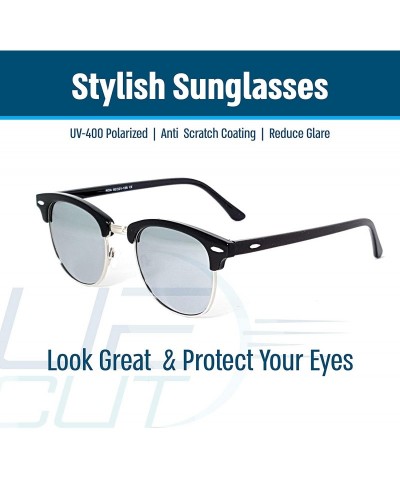 Oval Stylish 80th Retro Unisex Polarized Sunglasses UV400 Classic Vintage Chic - Black-ice Silver - CL18DT6LQL5 $8.01