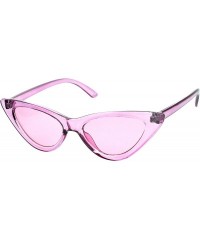 Cat Eye Slim Small Exaggerated Cat Eye Sunglasses Clear Translucent Candy Color Tinted Lens Shades - Posh Purple - CP18CA5T3Z...