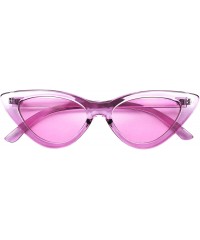 Cat Eye Slim Small Exaggerated Cat Eye Sunglasses Clear Translucent Candy Color Tinted Lens Shades - Posh Purple - CP18CA5T3Z...