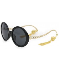 Oval Womens Sunglasses Chain Frame Round Lens Fashion Style - Gold/Black - C211ZIRIDCT $14.56