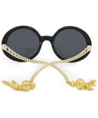 Oval Womens Sunglasses Chain Frame Round Lens Fashion Style - Gold/Black - C211ZIRIDCT $14.56