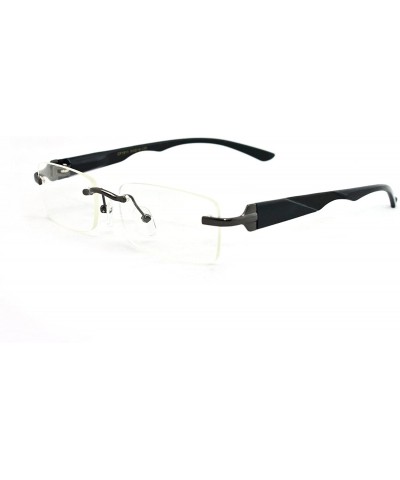 Rimless Slim Metal Frame Rimless Clear Lens Fashion Glasses - Gunmetal - C511PA0SLGL $21.44