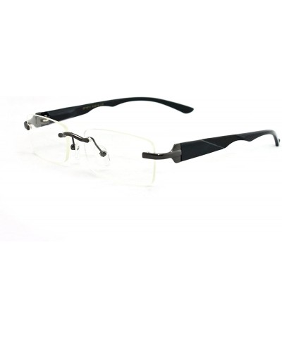 Rimless Slim Metal Frame Rimless Clear Lens Fashion Glasses - Gunmetal - C511PA0SLGL $12.01