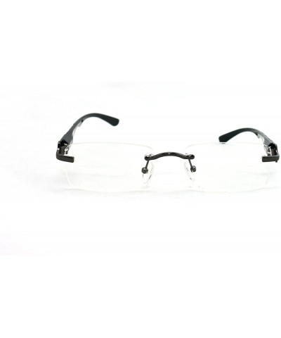 Rimless Slim Metal Frame Rimless Clear Lens Fashion Glasses - Gunmetal - C511PA0SLGL $12.01