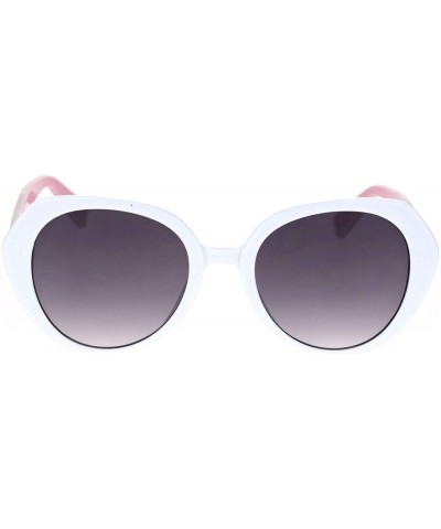 Butterfly Womens Mod Glitter Arm Plastic Retro Fashion Sunglasses - White Pink Smoke - CC18S74R454 $9.08