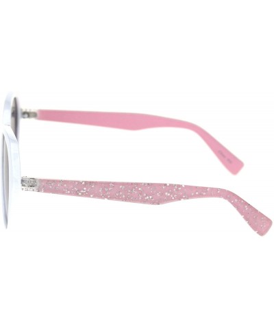 Butterfly Womens Mod Glitter Arm Plastic Retro Fashion Sunglasses - White Pink Smoke - CC18S74R454 $9.08