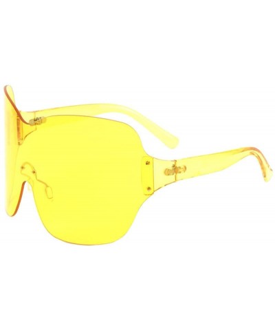 Oversized Oslo Rimless Oversized One Piece Shield Sunglasses - Yellow Transparent Frame - CJ18CXZMMCZ $22.66