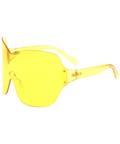 Oversized Oslo Rimless Oversized One Piece Shield Sunglasses - Yellow Transparent Frame - CJ18CXZMMCZ $22.07