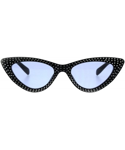 Cat Eye Womens Bling Engrave Gothic Plastic Cat Eye Plastic Sunglasses - Black Blue - CK18GL6T6M7 $19.28