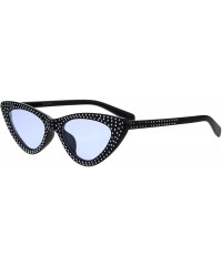 Cat Eye Womens Bling Engrave Gothic Plastic Cat Eye Plastic Sunglasses - Black Blue - CK18GL6T6M7 $8.26