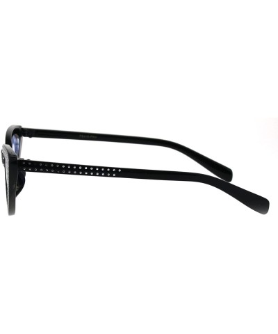 Cat Eye Womens Bling Engrave Gothic Plastic Cat Eye Plastic Sunglasses - Black Blue - CK18GL6T6M7 $8.26