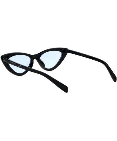 Cat Eye Womens Bling Engrave Gothic Plastic Cat Eye Plastic Sunglasses - Black Blue - CK18GL6T6M7 $8.26