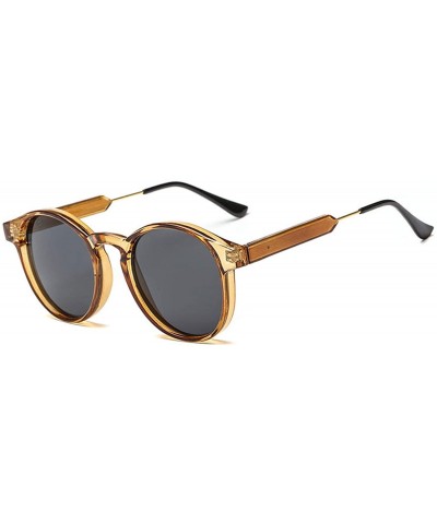 Oversized Retro Round Sunglasses Women Men Brand Design Transparent Female Sun glasses - 5 - CR18W7DHN5I $46.35