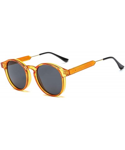 Oversized Retro Round Sunglasses Women Men Brand Design Transparent Female Sun glasses - 5 - CR18W7DHN5I $22.05