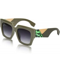 Shield Oversized Square Sunglasses for Women/Men Big Designer Colorblock Arms - Olive - CI18W0L4R33 $8.28