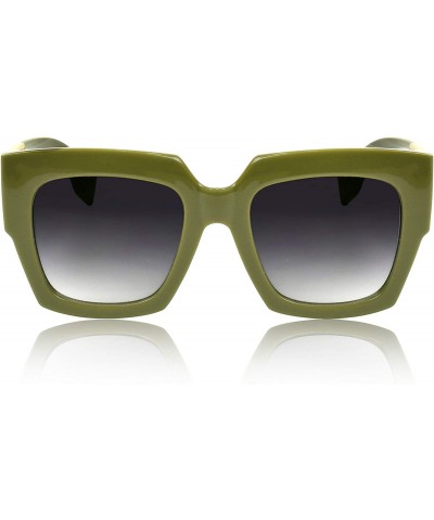 Shield Oversized Square Sunglasses for Women/Men Big Designer Colorblock Arms - Olive - CI18W0L4R33 $8.28