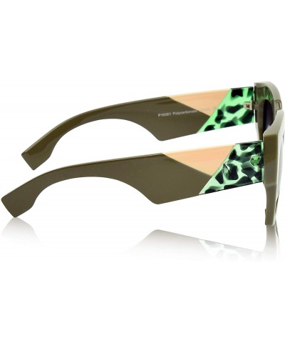 Shield Oversized Square Sunglasses for Women/Men Big Designer Colorblock Arms - Olive - CI18W0L4R33 $8.28