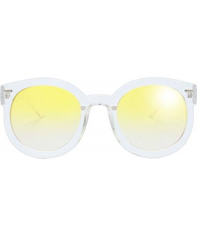 Round Women's Designer Inspired Oversized Round Circle Sunglasses Retro Fashion Style - 8-crystal - CW18ZWNOK5X $27.03