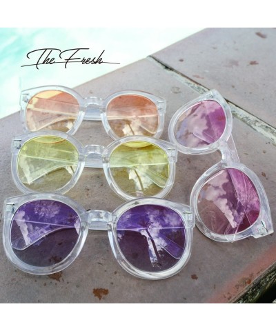 Round Women's Designer Inspired Oversized Round Circle Sunglasses Retro Fashion Style - 8-crystal - CW18ZWNOK5X $16.58