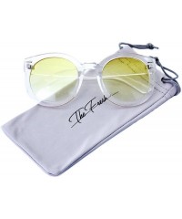 Round Women's Designer Inspired Oversized Round Circle Sunglasses Retro Fashion Style - 8-crystal - CW18ZWNOK5X $16.58