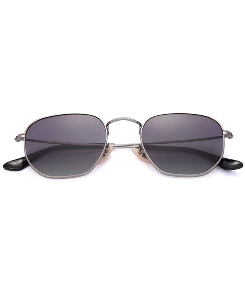 Shield Pentagon Small Designer Polarized Sunglasses Stainless Steel Metal Colorful Frame UV Protection For Women Men - CS18LG...