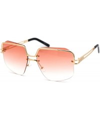 Rectangular Womens Luxury Mobster Half Rim Exposed Lens Sunglasses - Gold Gradient Orange - CR18WAZC2KR $10.82
