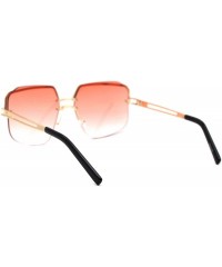 Rectangular Womens Luxury Mobster Half Rim Exposed Lens Sunglasses - Gold Gradient Orange - CR18WAZC2KR $10.82