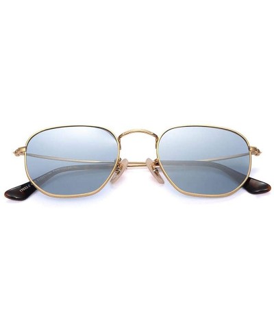 Round Pentagon Small Designer Polarized Sunglasses Stainless Steel Metal Colorful Frame UV Protection For Women Men - CN18LGC...