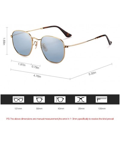 Round Pentagon Small Designer Polarized Sunglasses Stainless Steel Metal Colorful Frame UV Protection For Women Men - CN18LGC...