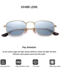 Round Pentagon Small Designer Polarized Sunglasses Stainless Steel Metal Colorful Frame UV Protection For Women Men - CN18LGC...