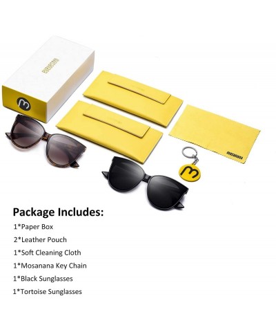 Oversized Fashion Cat Eye Sunglasses for Women Oversized Style MS51802 - Black+tortoise - C818RXI2G77 $29.26