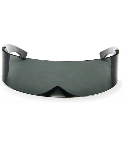Wrap Futuristic Shield Sunglasses Monoblock Cyclops 100% UV400 - Black - CZ18Y56LYHT $26.55