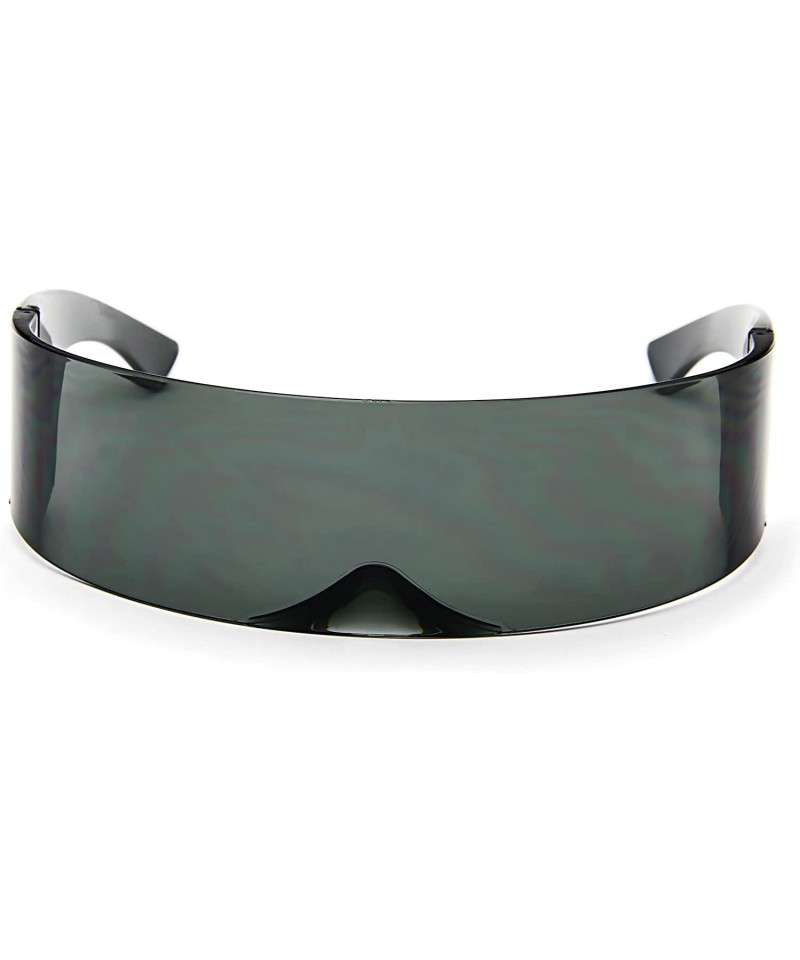 Wrap Futuristic Shield Sunglasses Monoblock Cyclops 100% UV400 - Black - CZ18Y56LYHT $12.37