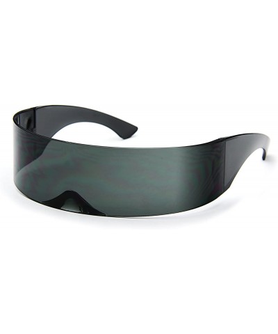 Wrap Futuristic Shield Sunglasses Monoblock Cyclops 100% UV400 - Black - CZ18Y56LYHT $12.37