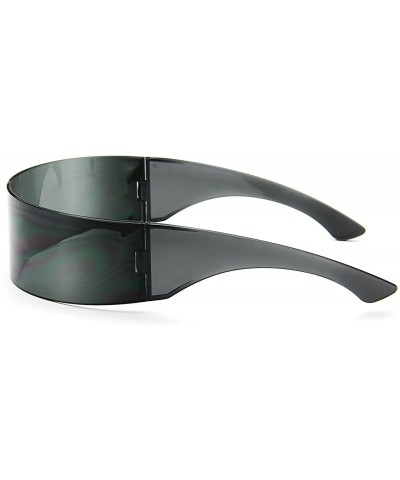 Wrap Futuristic Shield Sunglasses Monoblock Cyclops 100% UV400 - Black - CZ18Y56LYHT $12.37