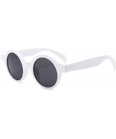 Oversized Retro Small Round Sunglasses Women Men Fashion Vintage Sun Glasses Black White Leopard Red Sunglass UV400 - White -...
