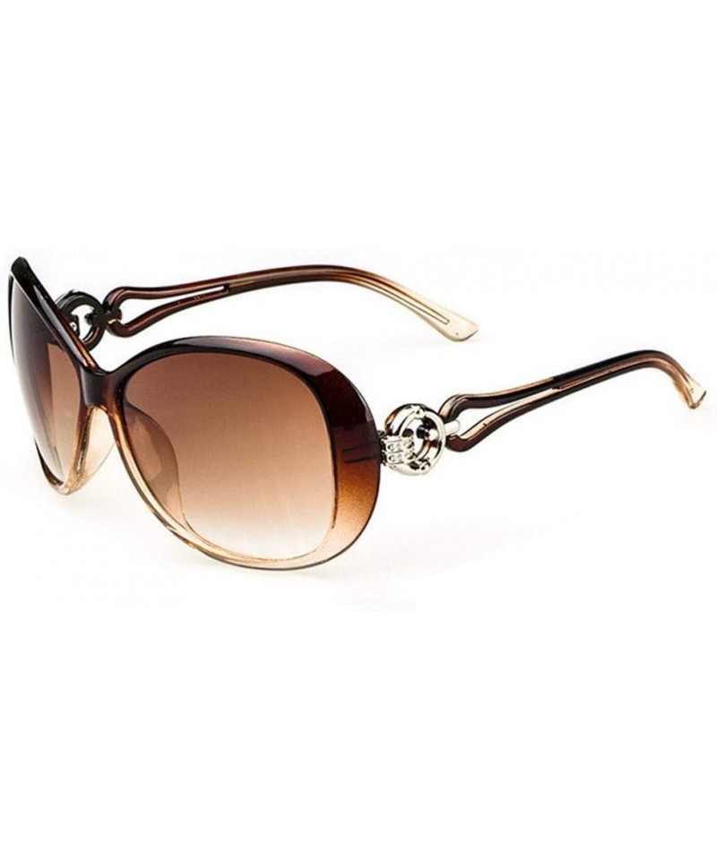 Oval Womens Fashion Oval Shape UV400 Framed Sunglasses - Coffee_a - CF197WAA60E $12.77