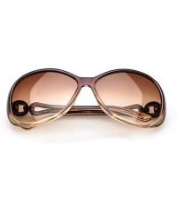 Oval Womens Fashion Oval Shape UV400 Framed Sunglasses - Coffee_a - CF197WAA60E $12.77