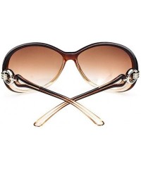 Oval Womens Fashion Oval Shape UV400 Framed Sunglasses - Coffee_a - CF197WAA60E $12.77