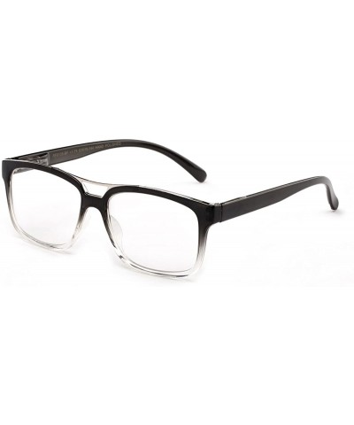 Square "Pozo" Slim Squared Modern Design Fashion Clear Lens Glasses - Black/Clear - CL12HLJ44OH $12.28